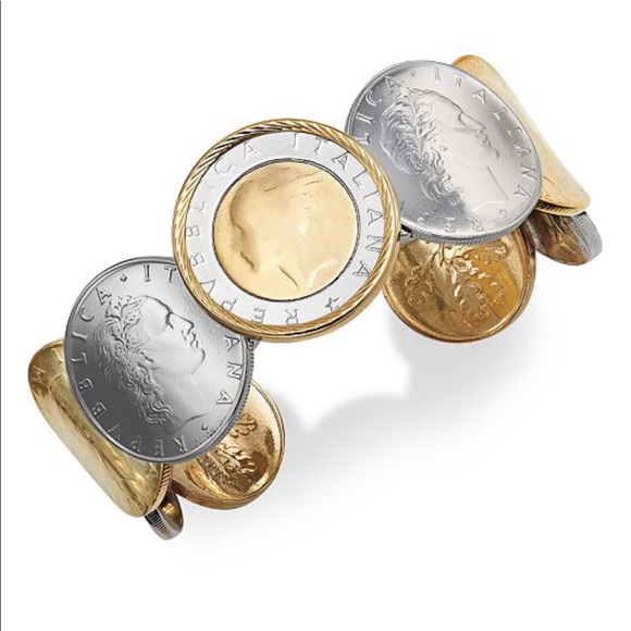 Milor Jewelry - Milor Lira Coin Cuff Bracelet in 14kt Gold Vermeil